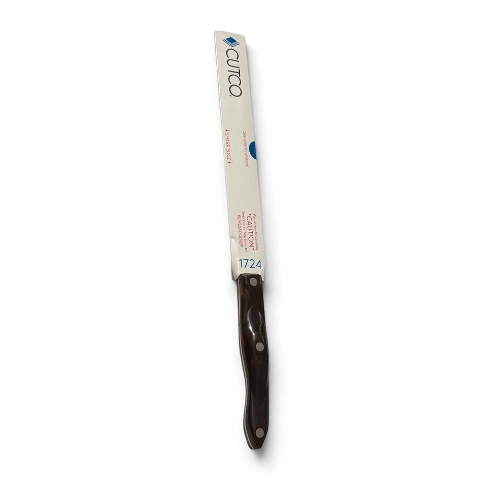 Cutco Bread Slicer Knife 1724 9.75 Inch Brown Marbled Handle Double-D Edge